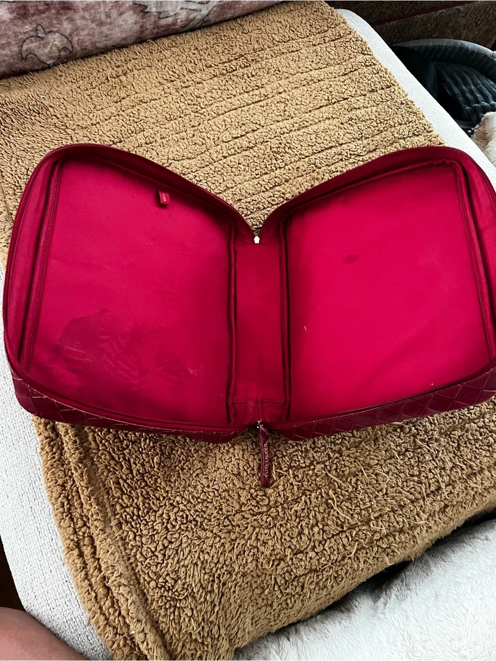 Estee Lauder Woven Laptop Bag in Deep Berry